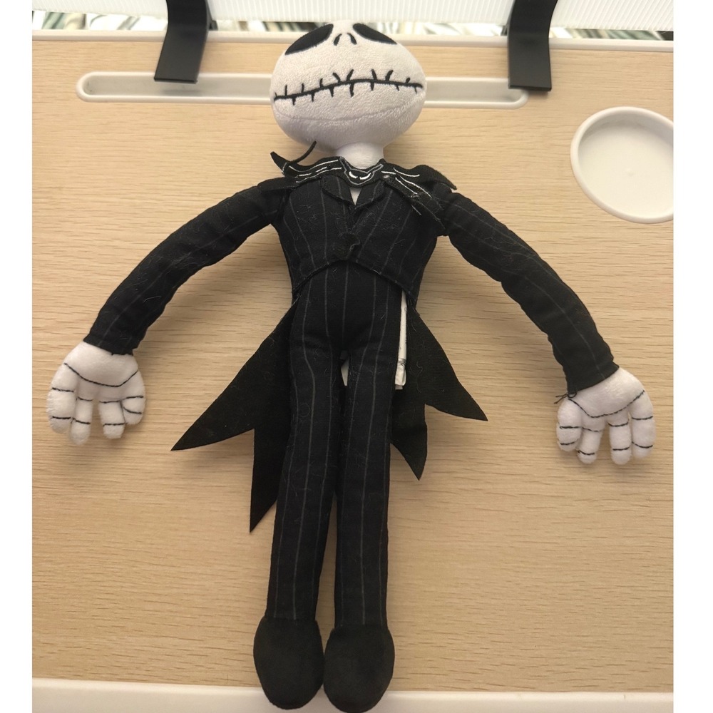 Disney Jack Skellington Plush 13" Black Excellent Pinstripe Suit Toy